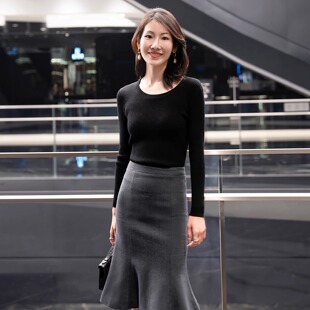 LadyJ-“奢品针织”德国BIELLA YARN扬子纱美丽奴羊毛U型领针织衫