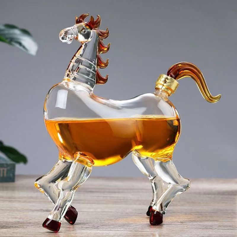 马形加厚透明玻璃酒瓶高档泡酒瓶空瓶子泡人参酒定制创意生肖酒瓶