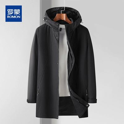 罗蒙春秋时尚连帽风衣商务休闲