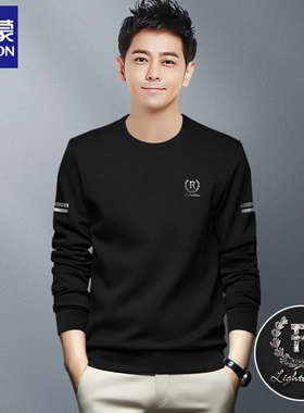 Romon/罗蒙RM3712秋冬轻奢圆领春秋男装休闲时尚百搭印花男士潮流
