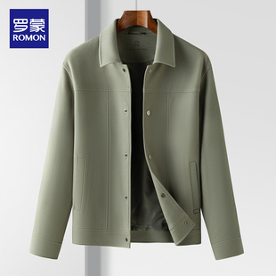 斜纹坑条棉感短款 罗蒙春秋新款 工装 夹克翻领时尚 商务休闲外套 男士