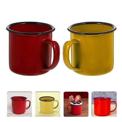 2 Pcs Coffee Mugs Colored Enamel Glasses Backpack Tea Cup