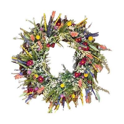 Artificial Flower Wreath Spring Summer Wildflower Door
