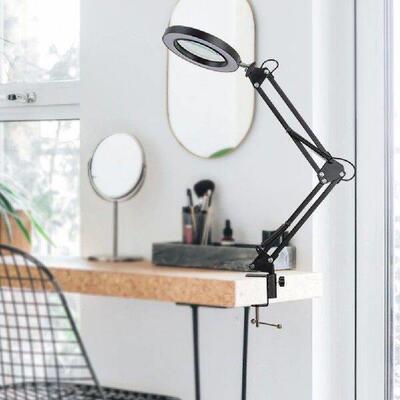 10X Flexible Desk Lamp LED Illuminated Magnifier Light with