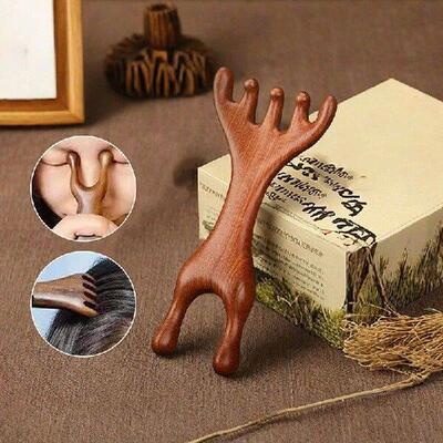 Body Meridian Massage Comb Sandalwood Deer Antlers Wide