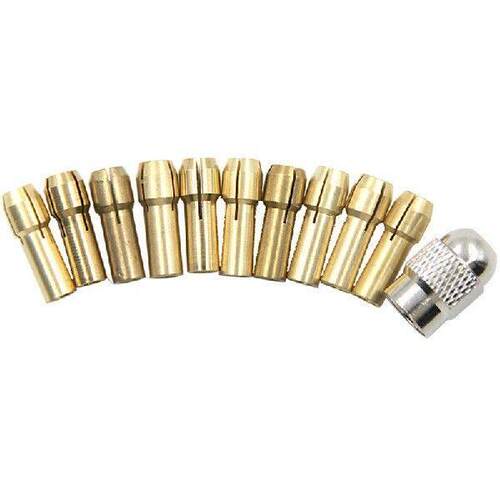 11pc/Set Brass Chuck Silver Nut Electric Grinding Drill Bit
