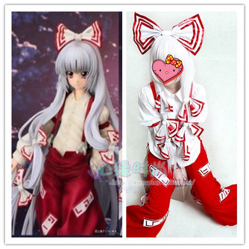 现货东方projectcospaly服装东方永夜抄藤原妹红COS服送蝴蝶结