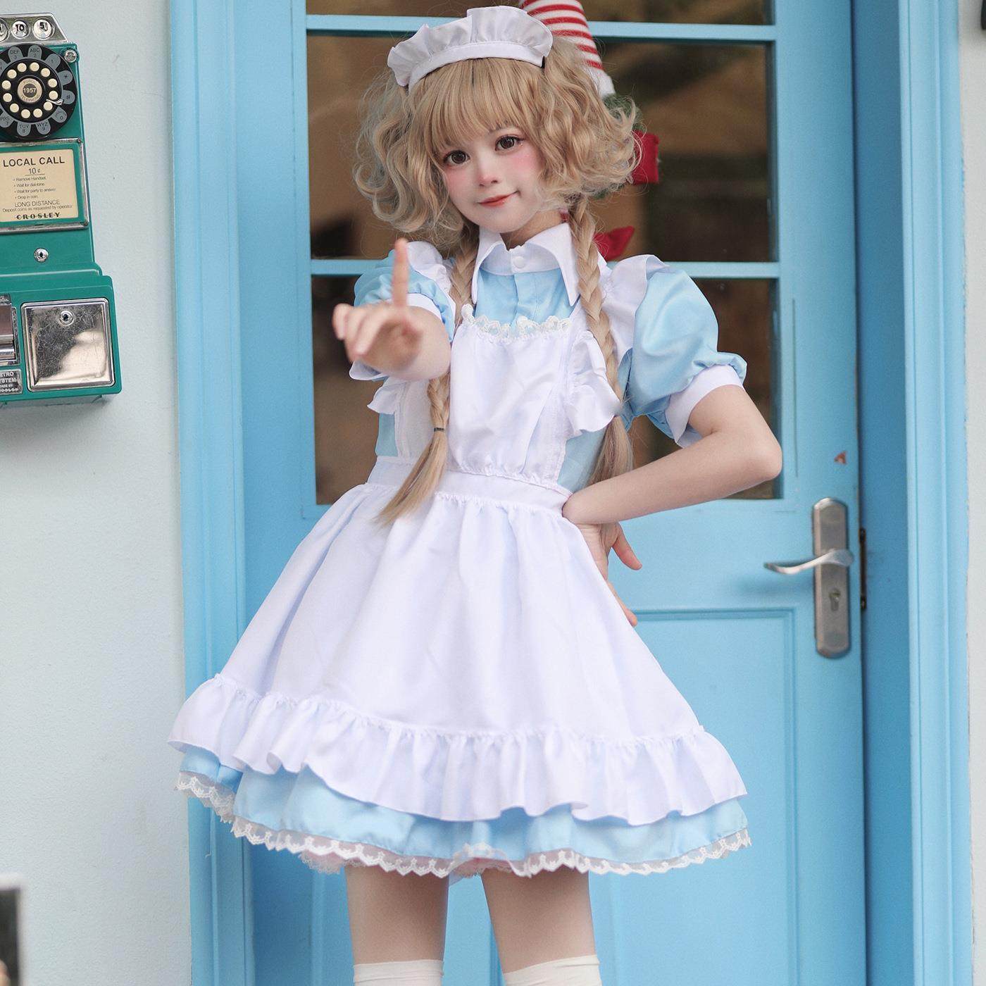 跨境亚马逊日系经典女仆服装女佣服COSPLAY演出服女装大佬