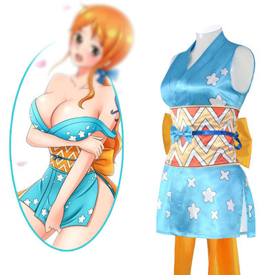 动漫海贼王娜美cos服万圣节Nami性感缎面印花短款和服cosplay现货