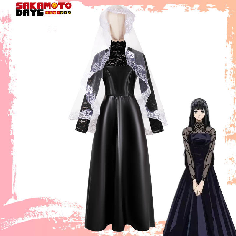 坂本日常cos服大佛cosplay服二次元动漫黑色弹力皮连衣裙全套服装