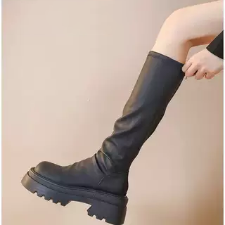 正品真皮显瘦高筒靴不过膝小个子