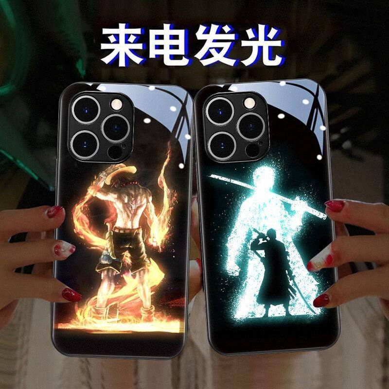 海贼王适用苹 果16promax手机保护壳来电发光15plus超火男款14新款13mini动漫xr玻璃xs鲁夫11防摔12索隆78se,3C数码配件,手机保护套/壳,淘宝优惠券,粉丝福利购,淘宝优惠卷