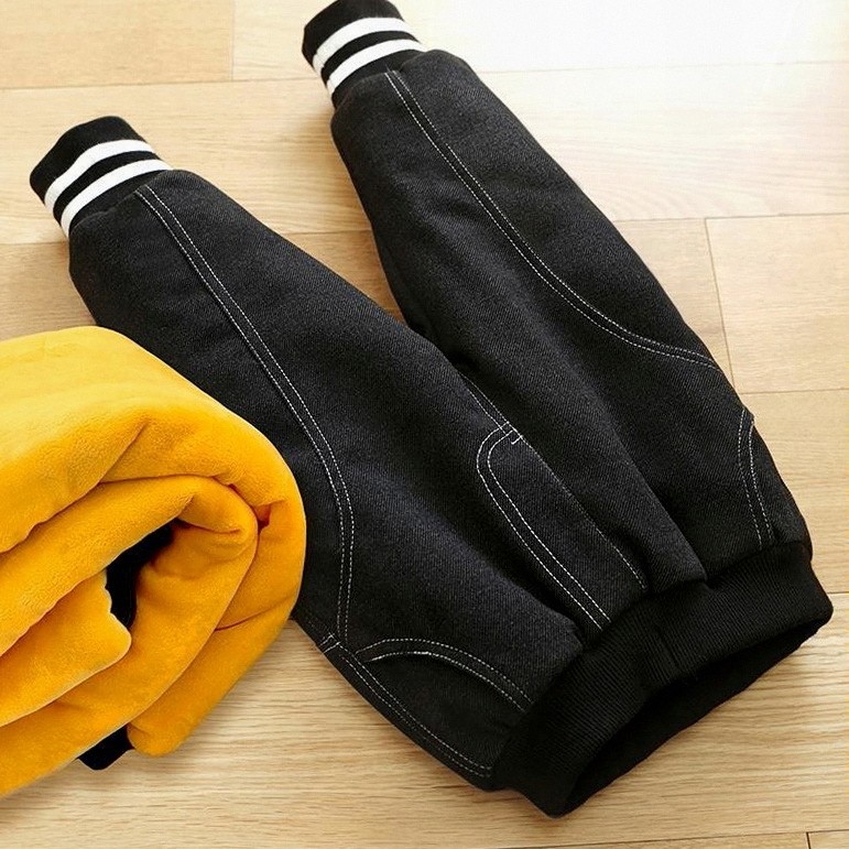 牛仔裤子加绒加厚时尚冬季宝宝三