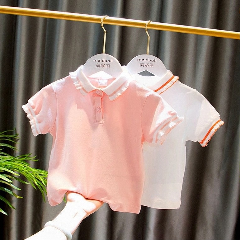 2023夏装新款夏季POLO衫T恤宝宝打女童短袖t恤婴幼儿童装底衫上衣