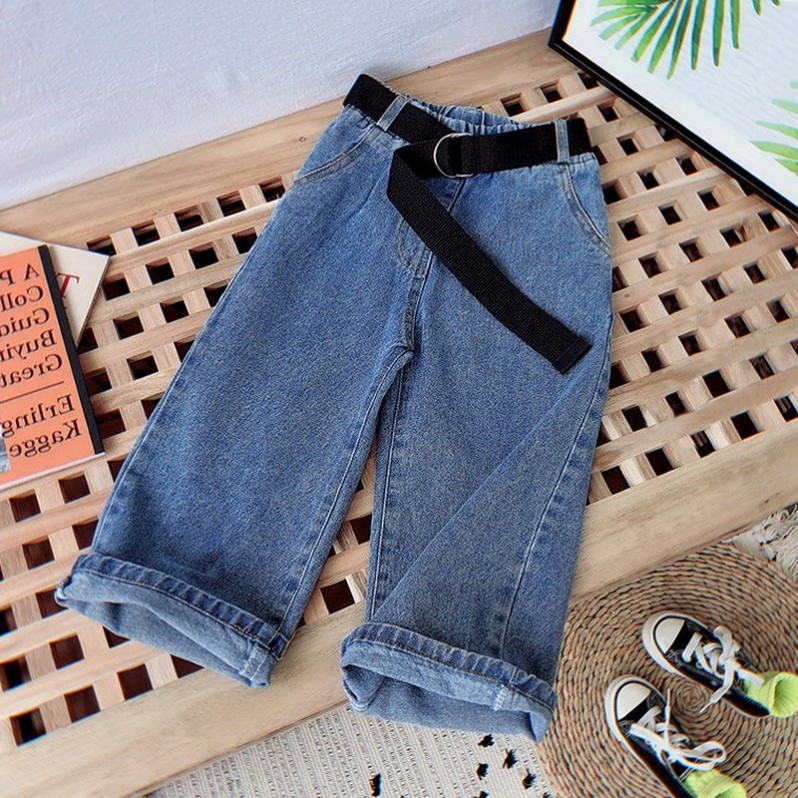 2024春秋新款女宝宝时尚儿童阔腿裤女童牛仔裤长裤宽松百搭直筒裤