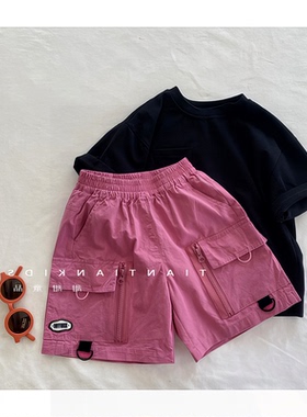 新款夏粉色208654-XVT夏季CZ小童洋款宝时尚男女短裤百2024搭