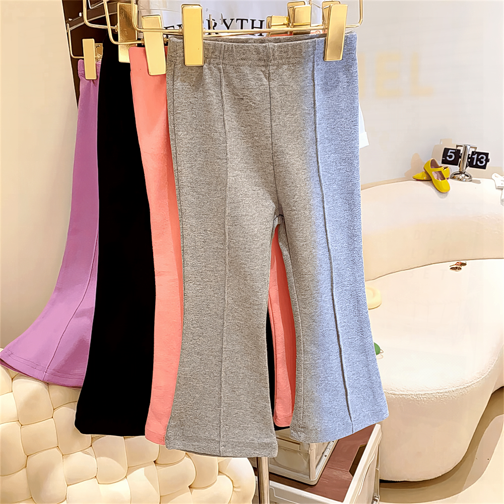 潮新款色微儿童喇春秋小童2024裤子小童外穿喇叭裤女童女糖果宝宝