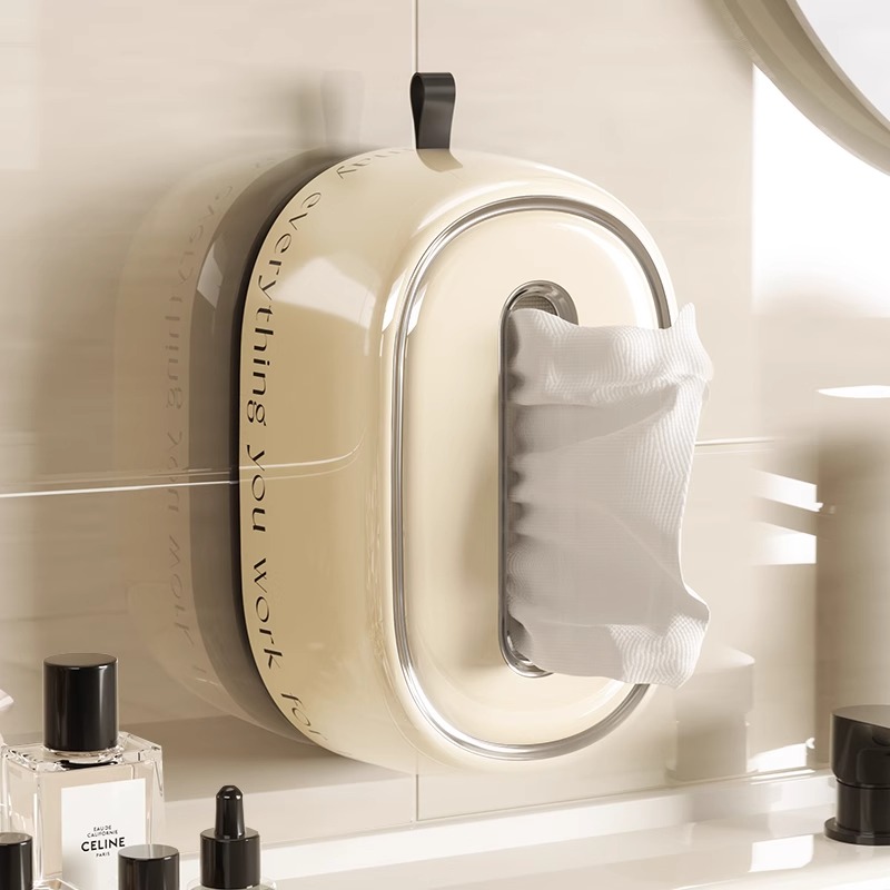 纸巾盒壁挂式卫生间抽纸擦手厕所高级感免打孔置物架洗脸巾收纳盒