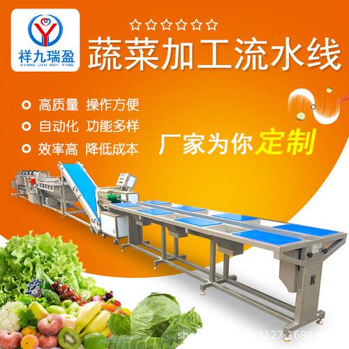 大型食堂自动分拣毛刷洗果机中央厨房瓜果清洗去皮加工生产流水线