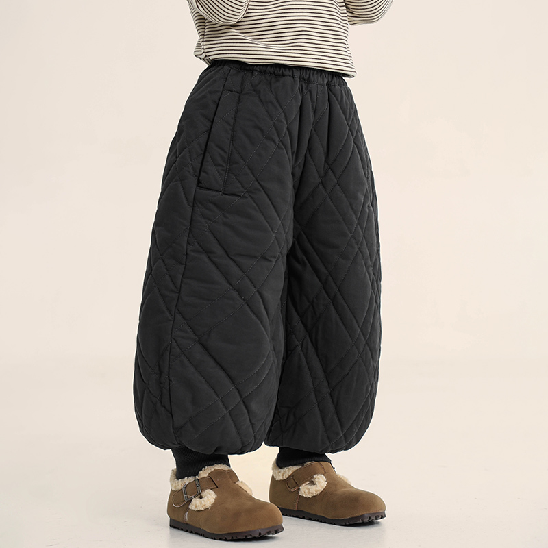 积木城堡男童裤子夹棉2025冬装新款儿童加厚一条过冬束脚裤中小童