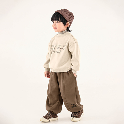 积木城堡 男童加绒卫衣2025冬装新款儿童一体绒加厚上衣中小童