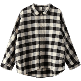男童衬衣2026春季新款儿童春秋格子衬衫中小童韩版黑白格长袖上衣