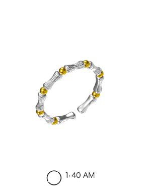 【清仓价】1:40AM 拼色系列金银双色竹节拼接开口细戒指