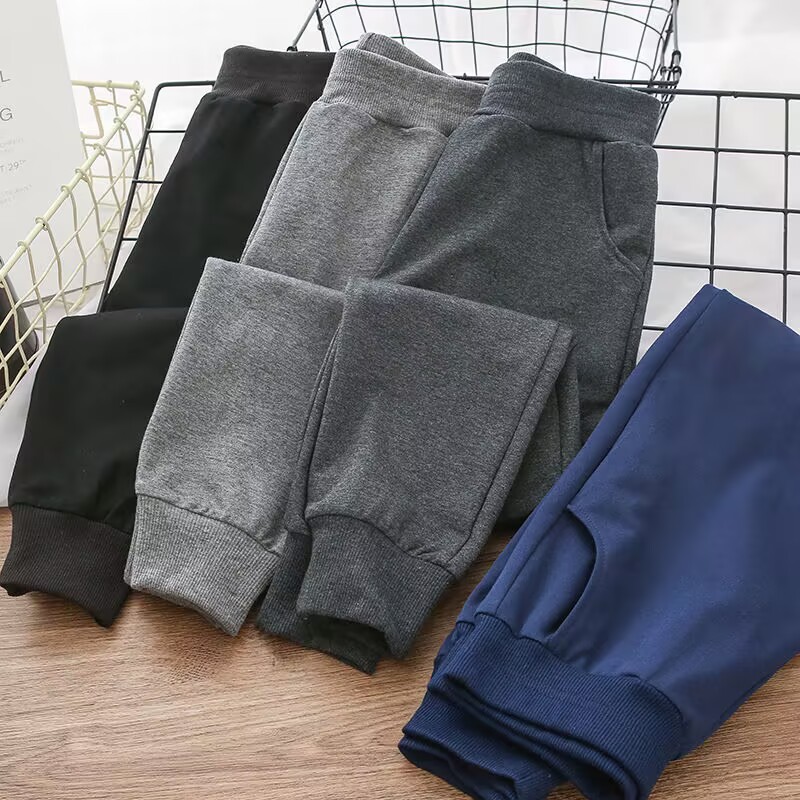 男童灰色运动裤春秋款儿童加绒裤藏青色女童深蓝色小学生校服裤冬