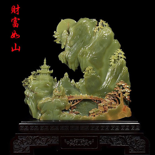 玉石山水摆件公司玄关高端装饰