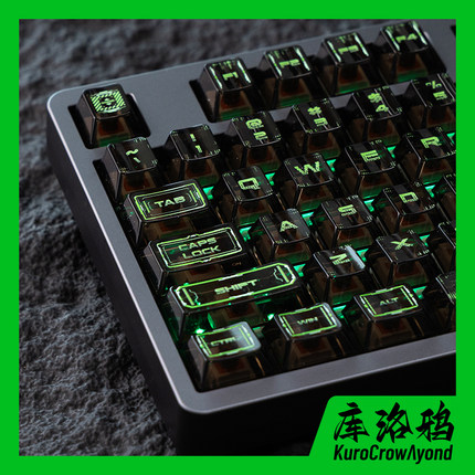 KCA库洛鸦赛博黑客键帽黑透键帽黑色透光原厂键帽ROG夜魔wooting