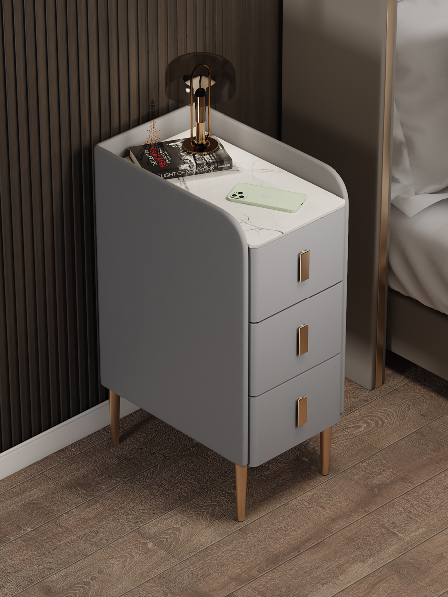 三层床头柜三抽屉小型实木轻奢简约现代迷你床头桌床边柜置物架