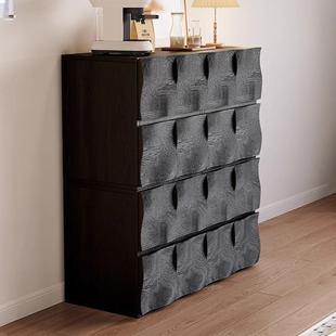 中古风复古实木涟漪柜卡门柜斗柜卧室收纳柜客厅电视柜储物床头柜