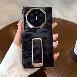 适用于华为matexts手机壳matext非凡大师三折叠屏鎏金保护皮套XTS双面中轴全包防摔XT山河图纹腕带旋转支架壳