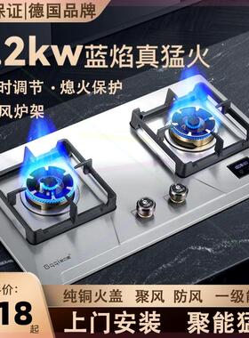 德国燃气灶双灶家用嵌入式天然气灶台式液化气灶煤气灶双灶猛火炉