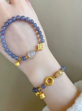 新中式烟紫珠手链女vintage小众设计复古民族风如意手串手饰