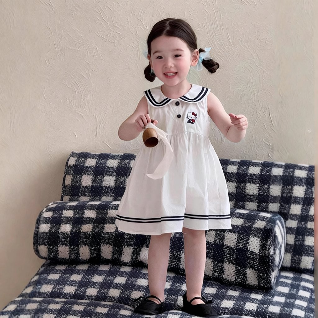 女童透气无袖学院风夏季连衣裙