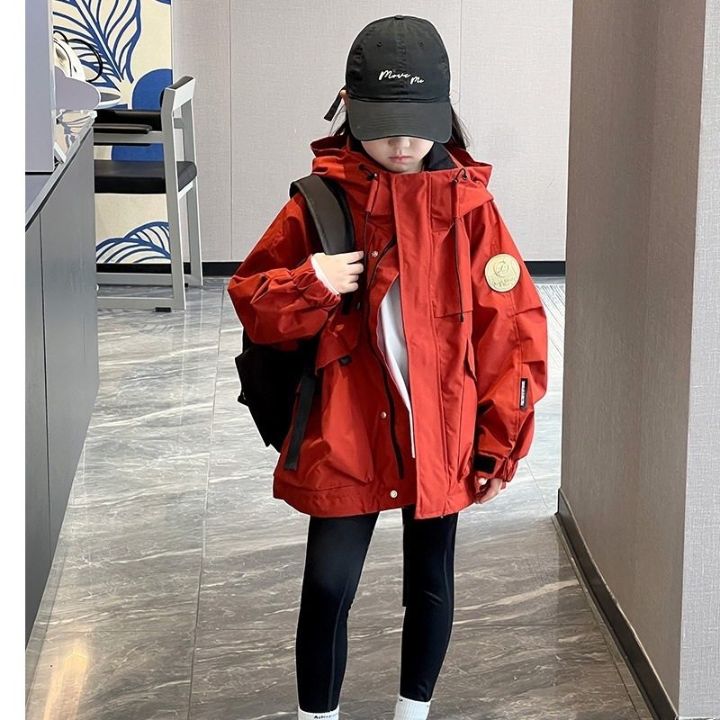 2025新款男女童外套春秋季洋气中大童工装夹克儿童户外连帽冲锋衣,童装/婴儿装/亲子装,儿童冲锋衣,淘宝优惠券,粉丝福利购,淘宝优惠卷