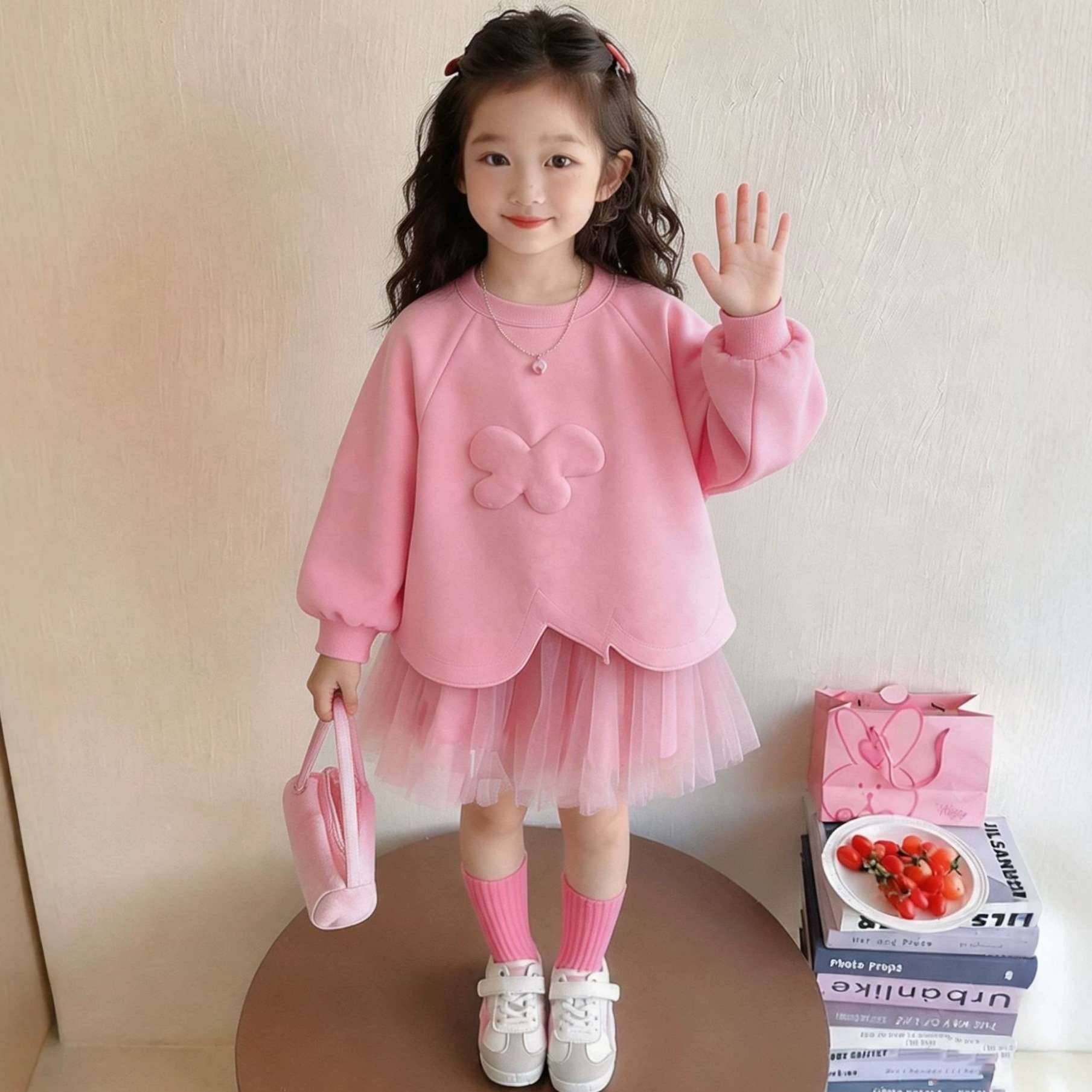 女小童蝴蝶结连衣裙2026春秋新款