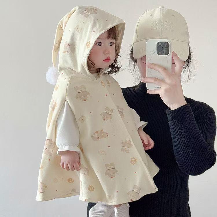 婴儿斗篷披风春秋外出外套加厚