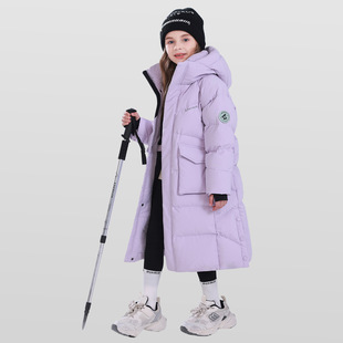 新款 儿童羽绒棉服长款 男女童中大童过膝连帽保暖外套2025秋冬季