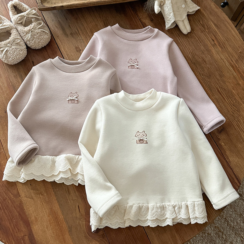 女童打底衫冬季女宝宝花