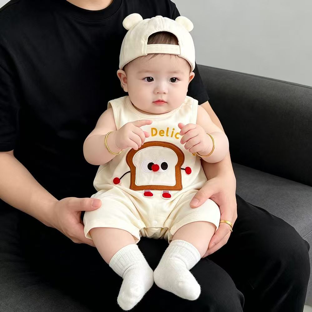 婴儿衣服夏装连体衣无袖哈衣爬服