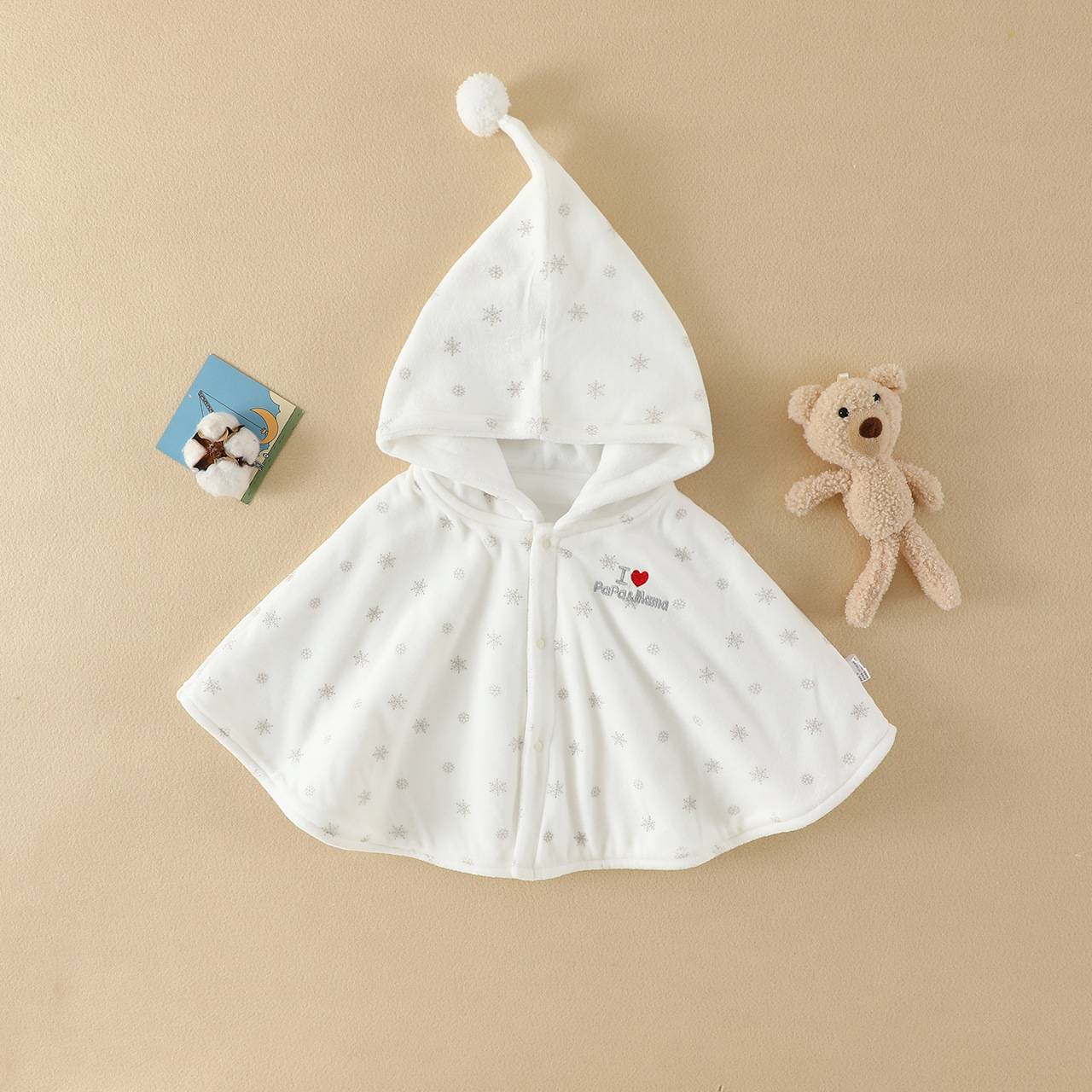 婴儿衣服披风天鹅绒连帽秋冬装