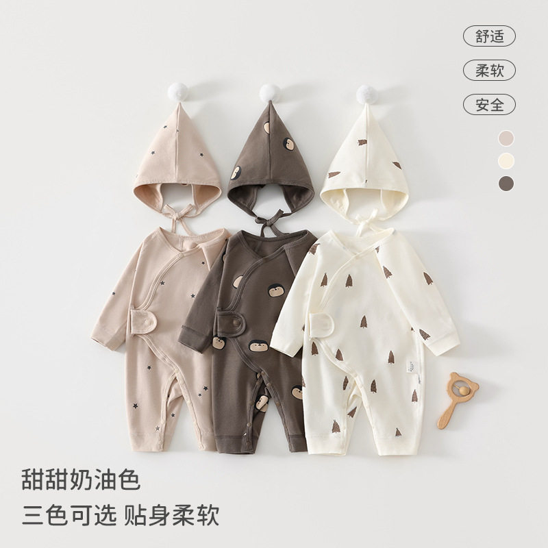 新生婴儿衣服纯棉a类蝴蝶哈衣0一