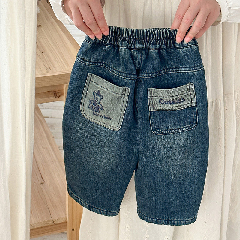 男童裤子加绒冬季男宝加厚牛仔裤2026新款冬季婴幼儿直筒长裤a类