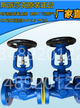 正原装斯派莎克BSA2T/6T DN15-200 PN16/25法兰波纹管密封截止阀