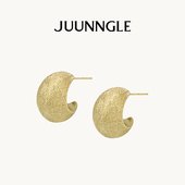 JUUNNGLE洲谷鎏沙胖月耳钉女小众气质高级想显脸小耳坠配饰品礼物
