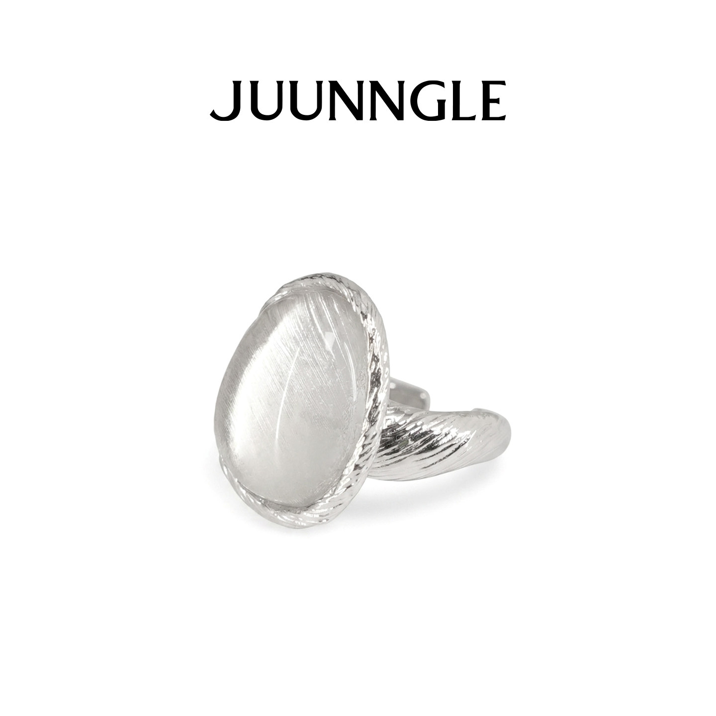 JUUNNGLE洲谷四瓣花花瓣宝石戒指简约新中式戒指开口戒送礼物