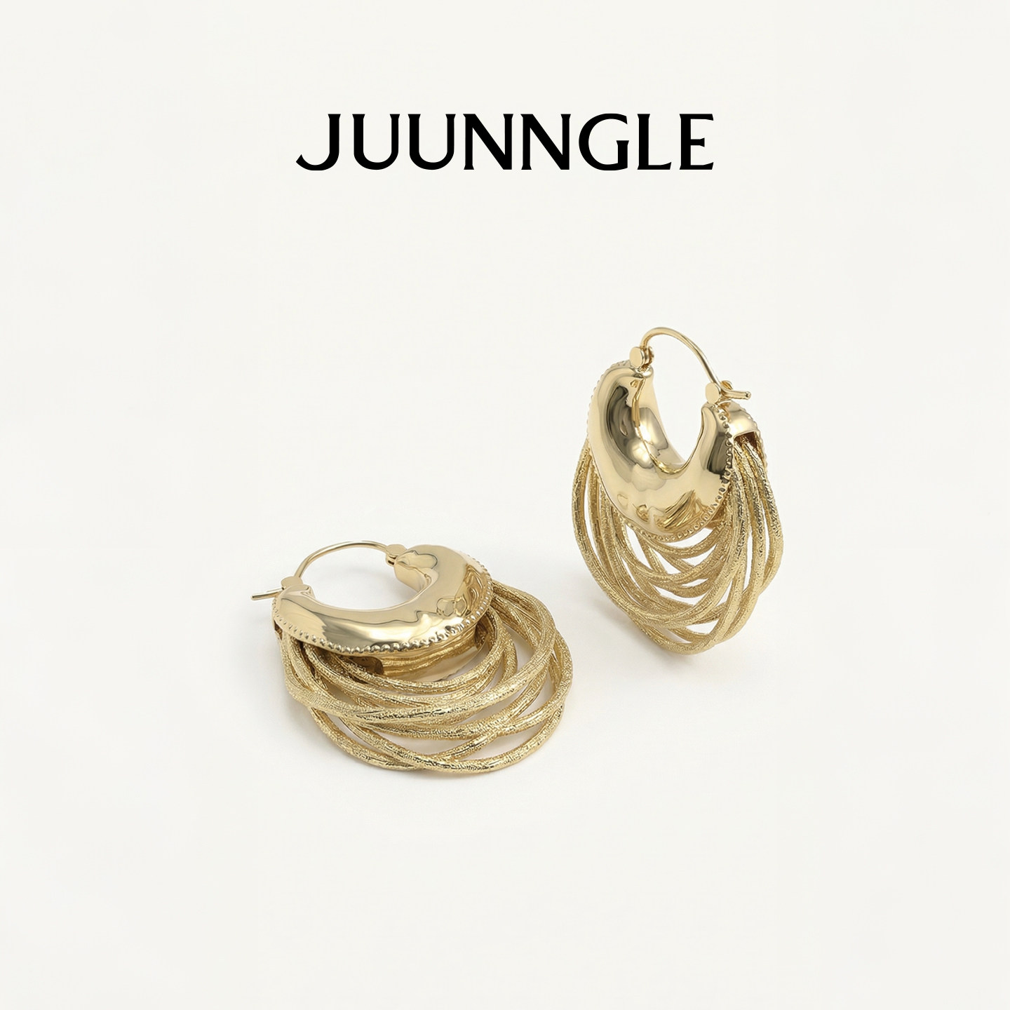JUUNNGLE洲谷秘境光荚缠丝耳环坠女小众轻奢圆环耳钉饰品礼物