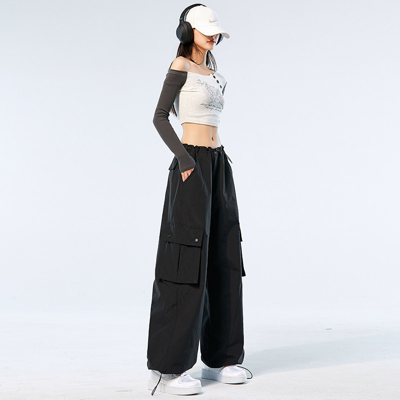 宽松直筒裤阔腿裤多口袋男女街舞2025春夏垂感休闲薄款运动裤,女装休闲裤,星座1514